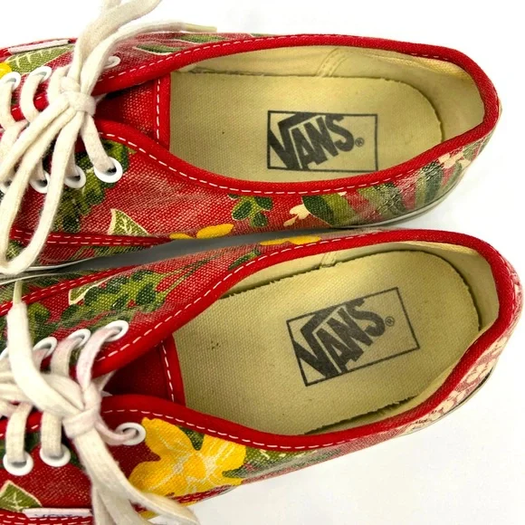VANS VINTAGE DOREN TROPICAL SNEAKERS, RED W/HAWAIIAN FLOWERS,MENS 7.5, WOMENS 9 - Picture 7 of 10